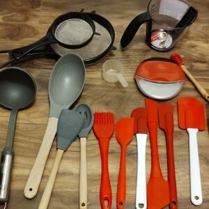 Red and Gray Kitchen Utensil Set